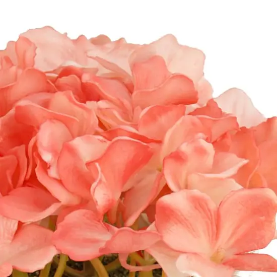 10" Hydrangea Bouquet in Natural Basket Coral {5}