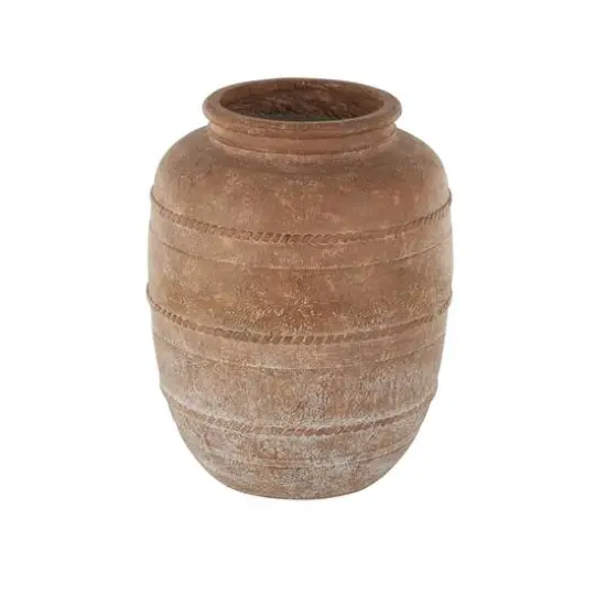 18" Brown Magnesium Oxide Mediterranean Inspired Vase {9}