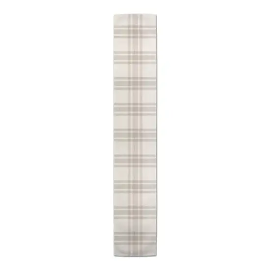 72'' Gray Plaid Cotton Twill Runner {4}