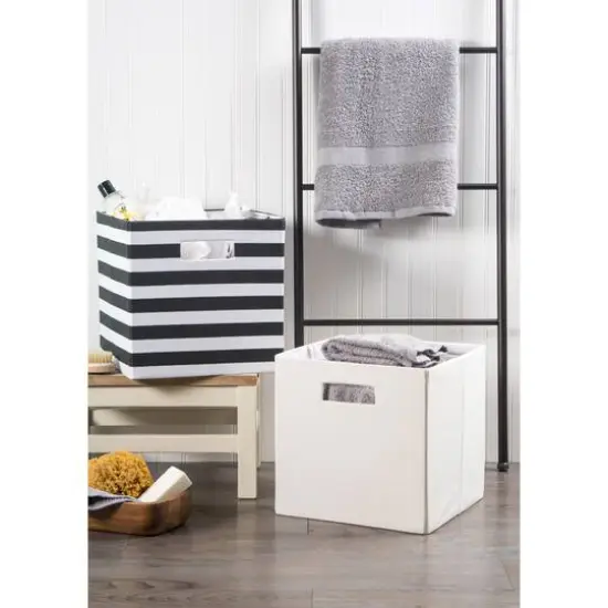 DII&reg; 11" Polyester Solid Storage Cube Off-White {5}