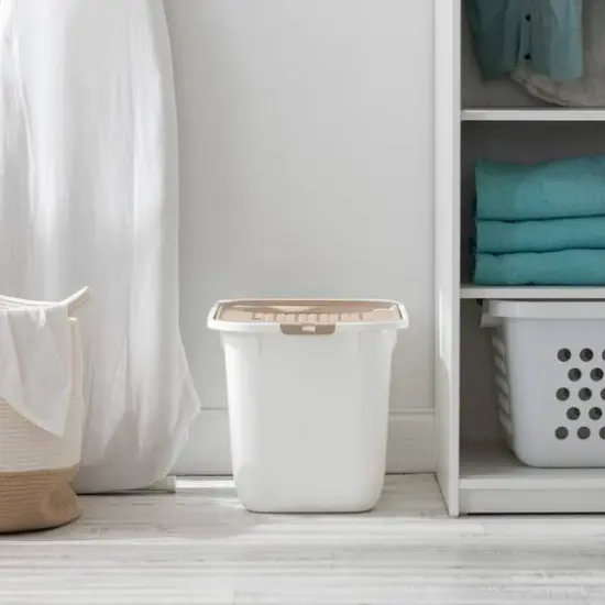 IRIS&reg; 49qt. White & Beige Cat Litter Box with Top Entry Lid {9}