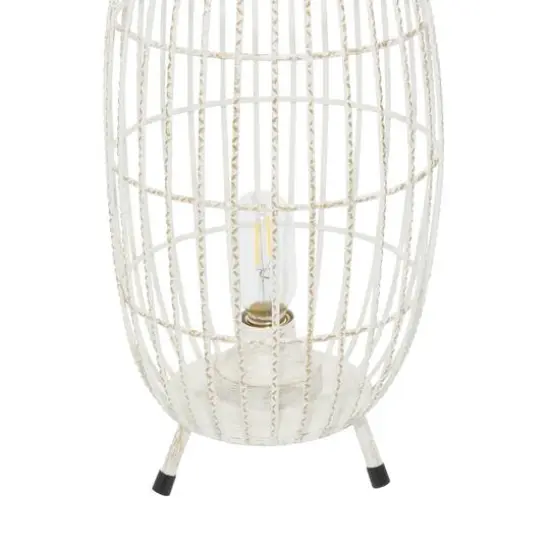 White Iron Modern Candle Holder Lantern, 16" x 9" x 9" {4}