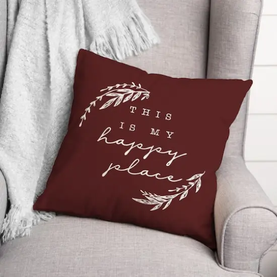 18" x 18" Happy Place Versatile Throw Pillow Maroon {3}