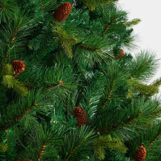 8ft. Pre-Lit West Virginia Mixed Pine Artificial Christmas Tree with Pinecones, Clear LED Lights {6}