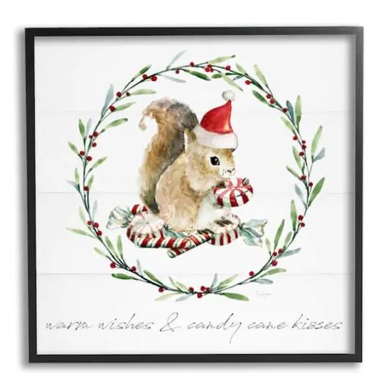 Stupell Industries Warm Wishes & Candy Kisses Phrase Framed Giclee Art Black {1}