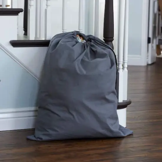Household Essentials 36" Cotton Drawstring Laundry Bag Gray {2}