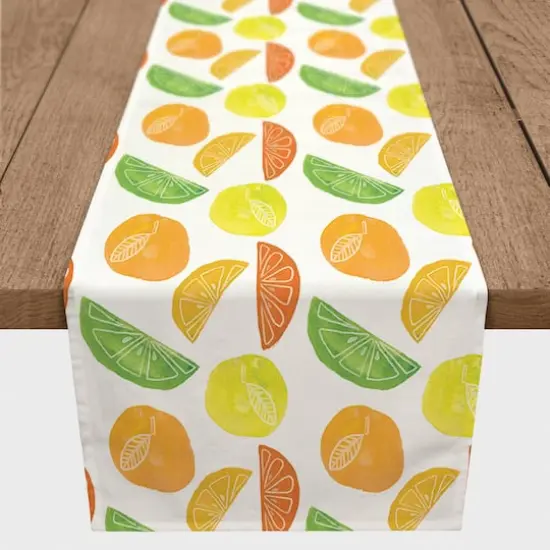 Citrus Fruit Pattern 16" x 90" Cotton Twill Runner {1}