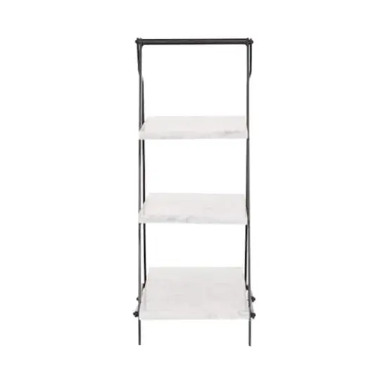 23" White Marble & Iron Contemporary 3-Tier Tray Stand {3}