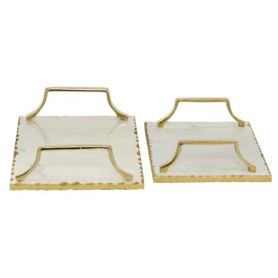 Set of 2" Gold Ceramic Glam Tray, 16", 13" {4}