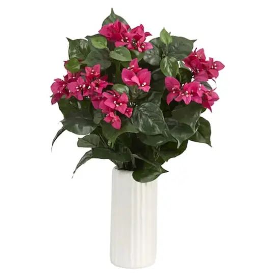18" Bougainvillea Arrangement in White Vase {1}
