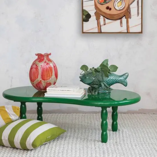 Hello Honey&reg; Green Oval Lacquered Coffee Table {4}