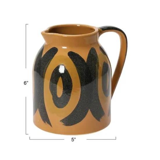 Hello Honey&reg; 6" Brown & Black Decorative Hand Painted Stoneware Pitcher {6}