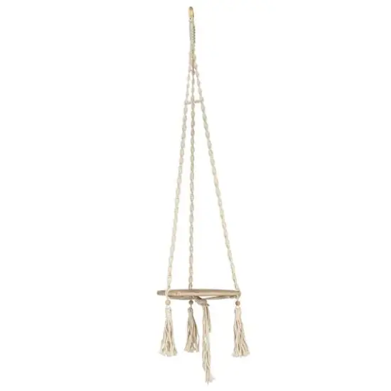Hello Honey&reg; 5ft. Cotton Macrame Plant Hanger with Wood Base {8}