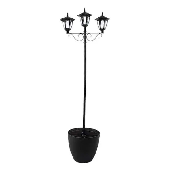 Glitzhome&reg; 6ft. Solar Three Head Street Light with Planter Pot {1}