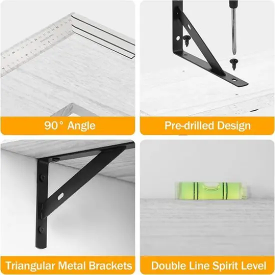 White Rustic Floating Corner Storage Shelf Set {4}