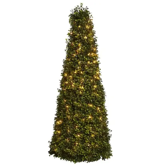 3t. Pre-Lit Boxwood Cone Artificial Christmas Tree, Clear Lights {3}