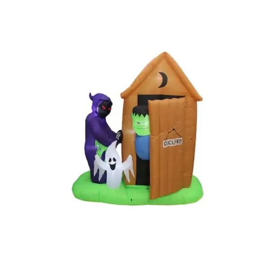 6.5ft. Inflatable Animated Monster Outhouse Scene {1}
