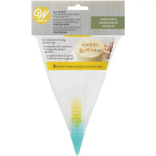 Wilton&reg; All-In-One Disposable Decorating Bag with Round No.3 Tips, 6ct. {1}