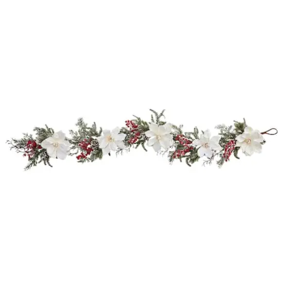5ft. Frosted Magnolia & Berry Garland {1}