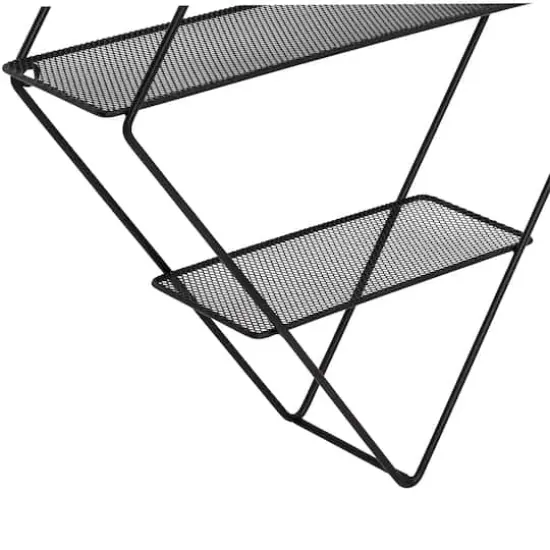 Honey Can Do 24" Black Three-Tier Diamond-Shaped Decorative Metal Wall Shelf {6}