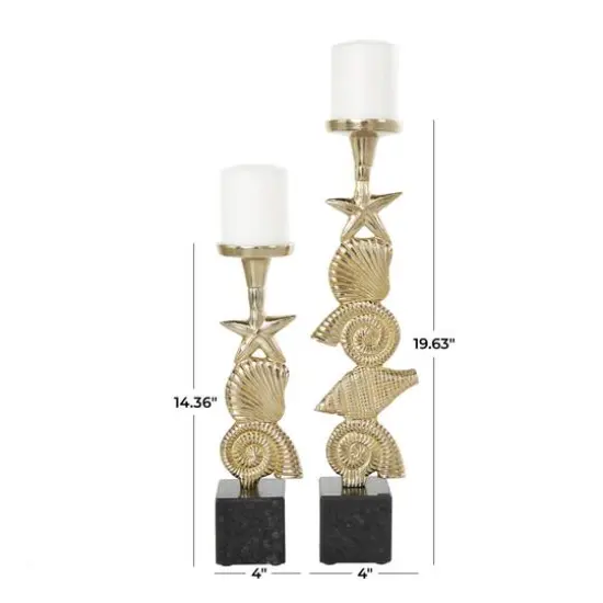 Aluminum Seashell Candle Holder Set Gold {7}