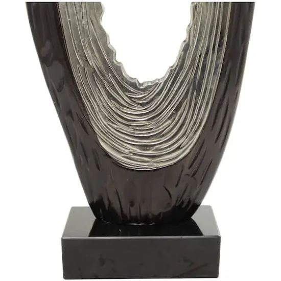 49.5" Abstract Aluminum & Marble Teardrop Sculpture Black {4}