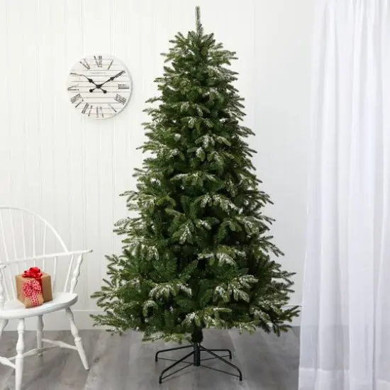 7ft. Pre-Lit Snowed Grand Teton Artificial Christmas Tree with Clear LED Lights {9}