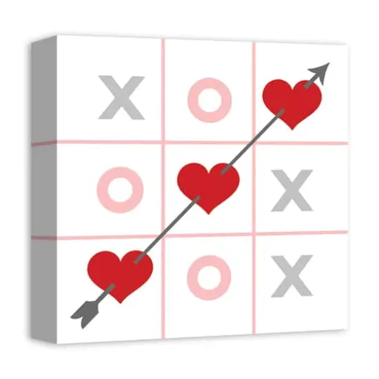 Tic Tac Toe Hearts 12" x 12" Canvas Wall Art {3}