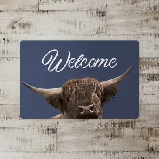 18" x 27" Painterly Peeking Cow Floor Mat {3}