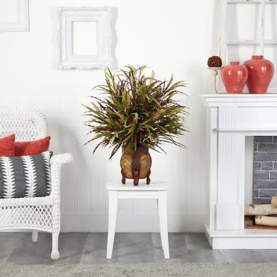 2.5ft. Red & Green Autumn Grass Arrangement in Woven Vase {4}