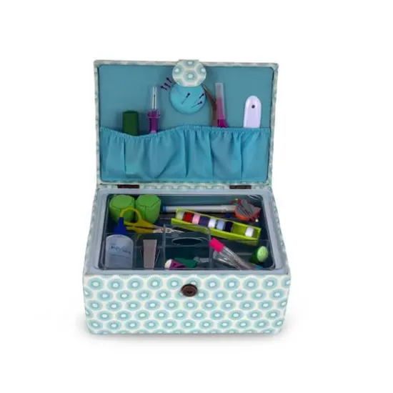 Dritz&reg; Blue Retro Small Rectangular Sewing Basket {6}