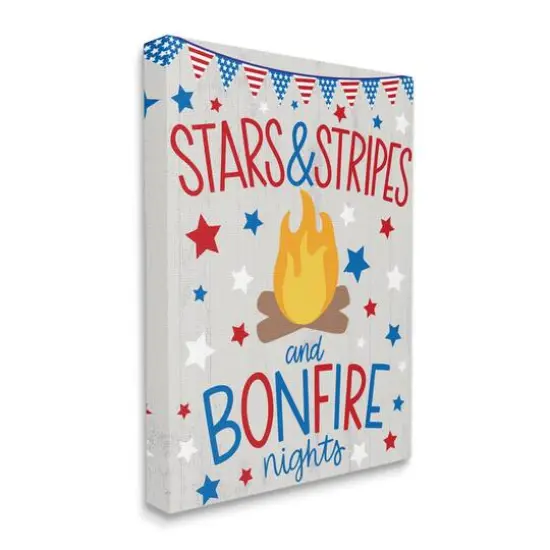 Stupell Industries Stars Stripes and Bonfire Phrase Nights Americana Pride Canvas Wall Art {4}
