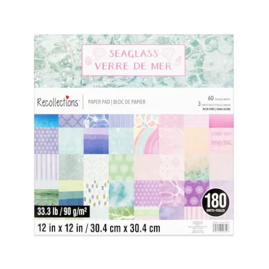 12" x 12" Seaglass Paper Pad by Recollections&trade;, 180 Sheets {1}