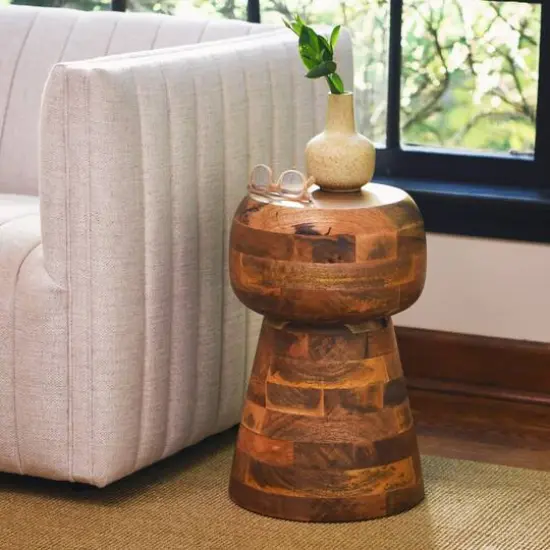 Hello Honey&reg; Cuvee Modern Boho Solid Wood End Table Natural {3}