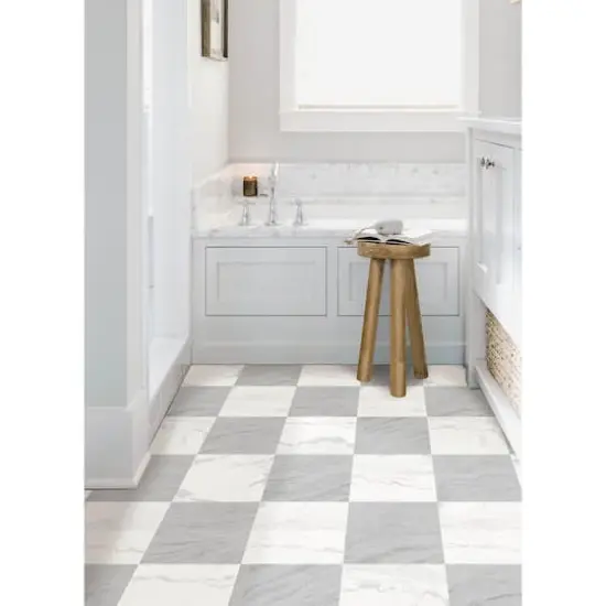 FloorPops Checkered Peel & Stick Floor Tiles Gray {4}