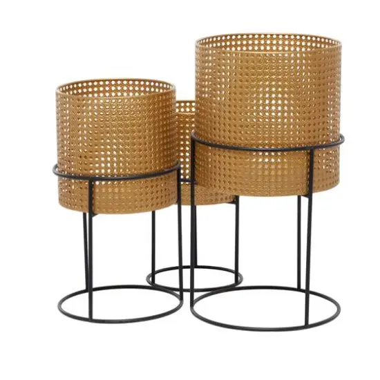 Set of 3 Gold Iron Contemporary Planter, 23" x 13" x 13" {11}