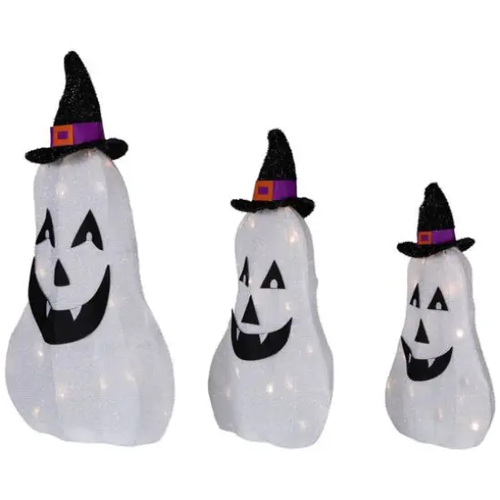 LED Jack O' Lantern Ghosts Outdoor Halloween Decoration Set {5}