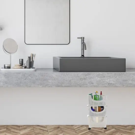 Mind Reader 3-Tier Ivory Rolling Plastic Storage Containers {3}