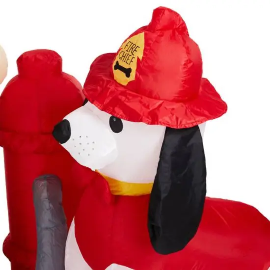 Glitzhome&reg; 7ft. Inflatable Fire Fighter & Puppy Dog With Lights {8}