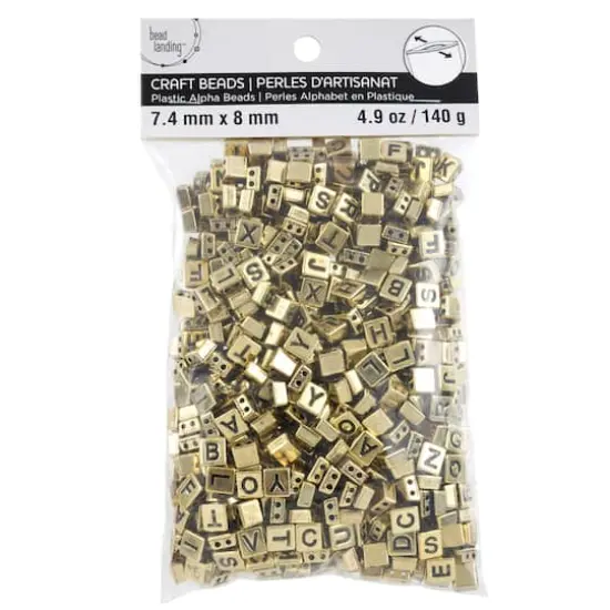 Gold Alphabet Plastic Craft Beads, 8mm by Bead Landing&trade; {5}