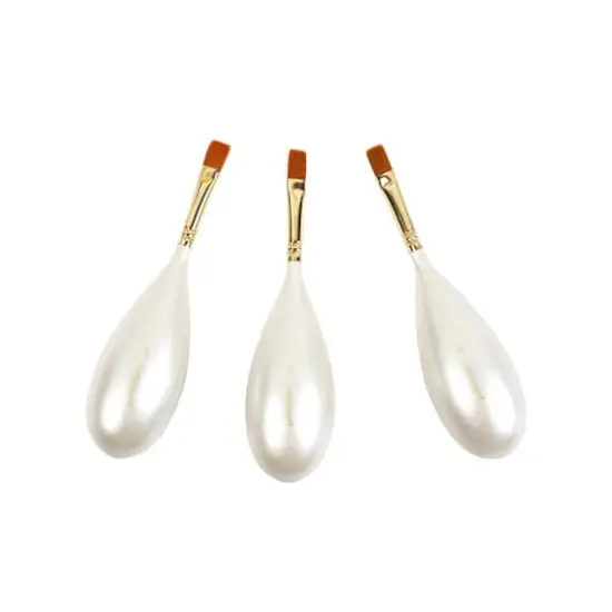 Size 6 Flat Multipurpose Synthetic Brushes with Egg Shaped Handles, 3ct. by Craft Smart&reg; {1}