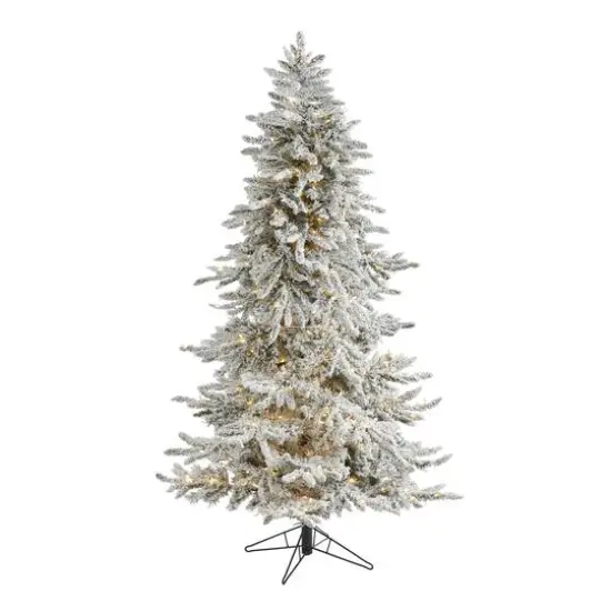 6.5ft. Pre-Lit Flocked Grand Northern Rocky Fir Artificial Christmas Tree, Warm Micro LED Lights {1}