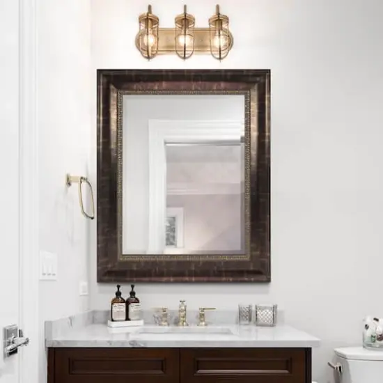 Head West 32" Distressed Embossed Bronze Framed Wall Vanity Mirror {3}