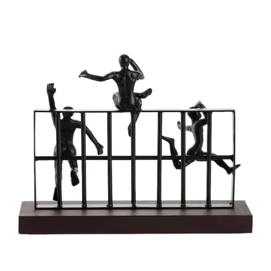 Black Metal Contemporary Sculpture, Climbing 10" x 14" x 9" {4}