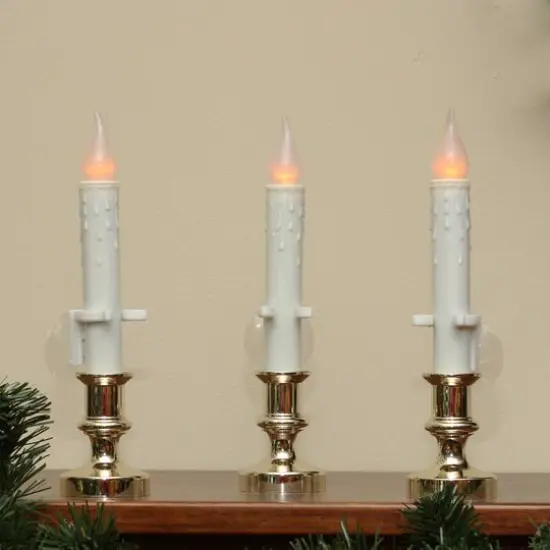 8.5" White LED Flickering Candle Lamps, 3ct. {6}
