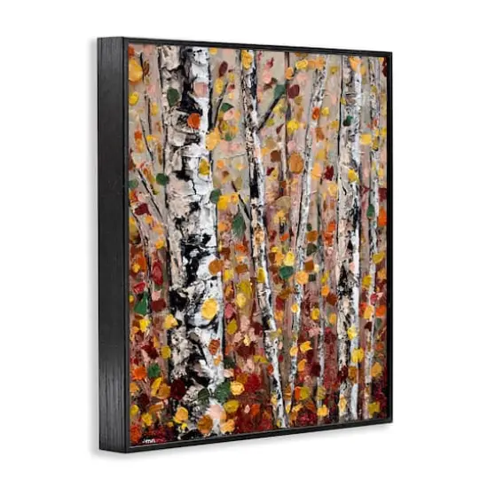Stupell Industries Autumn Birch Trees Abstract Leaves Framed Giclee Art Black {4}
