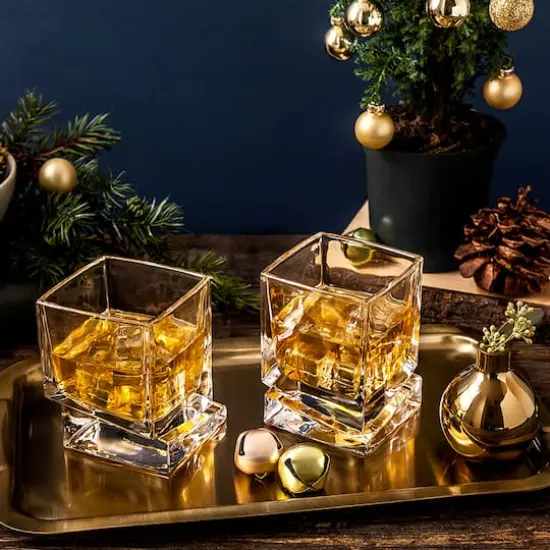 JoyJolt&reg; Carre Square Heavy Base Crystal Whiskey Glasses, 4ct. {3}