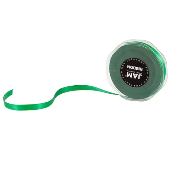 JAM Paper 3/8" x 25yd. Double Faced Satin Ribbon Emerald Green {5}