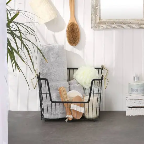 DII&reg; Medium Rectangle Metal Basket Black/Gold {4}