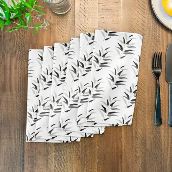 Dark Leaf Pattern 10" x 10" Cotton Twill Napkin {4}